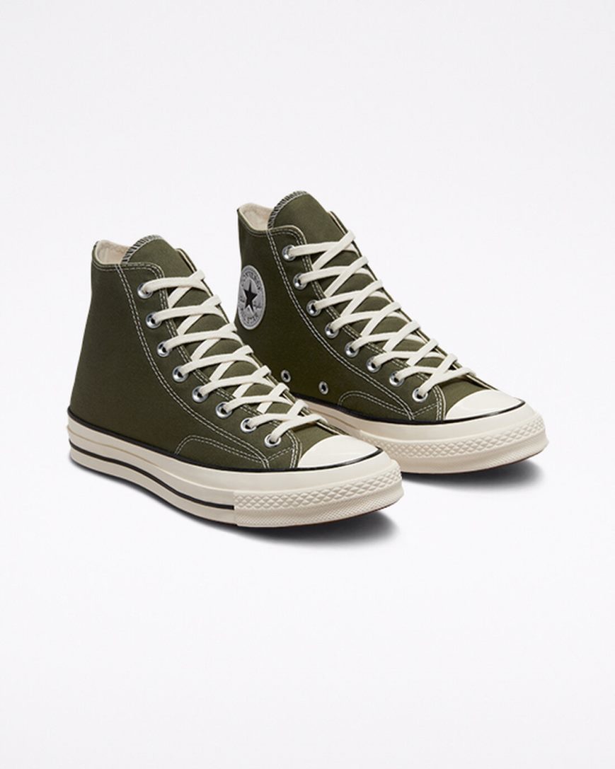 Zapatillas Altas Converse Chuck 70 Canvas Mujer Verde Oliva Negras | PE W805PL